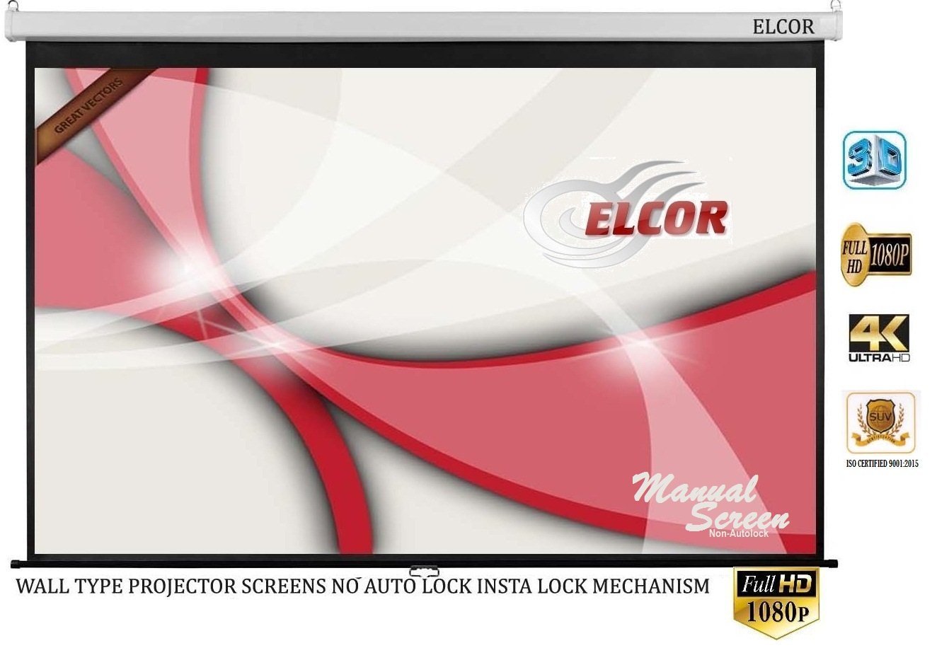 ELCOR UMWTS16 Manual Pull Down Projector Screen