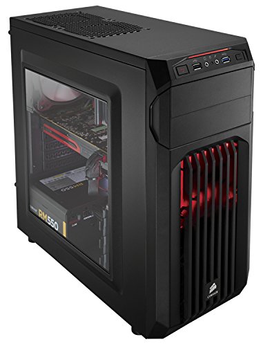 Corsair Carbide Series CC-9011050-WW Mid-Tower Steel Gaming Case with Red LED (Black)
