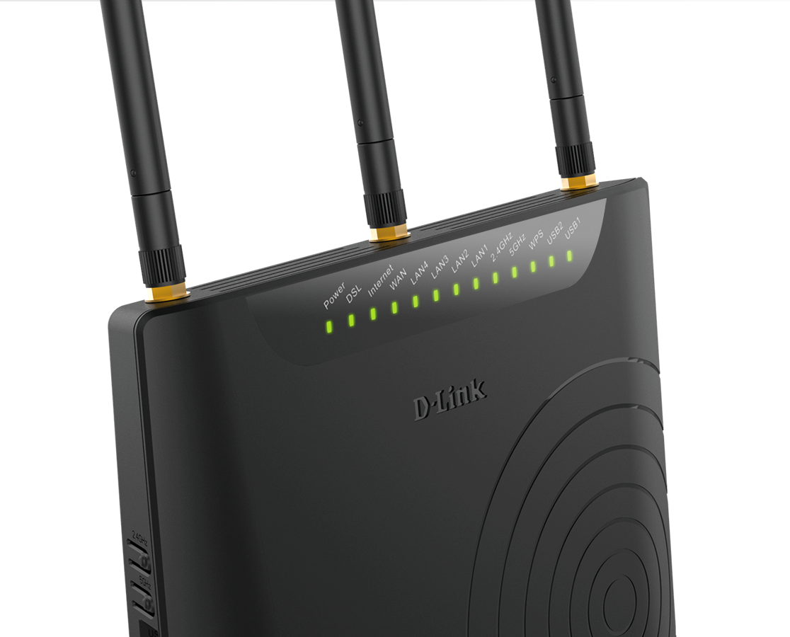 D-Link DSL-2877AL Dual Band Wireless AC750 ADSL2+ Modem Router (Black)