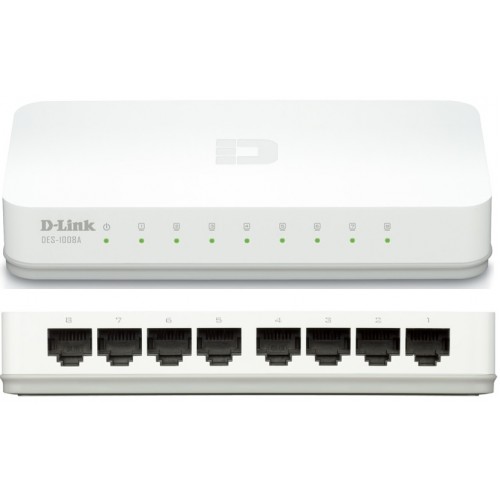 D-LINK DES-1008C 8-Port 10/100 Desktop Switch (White)