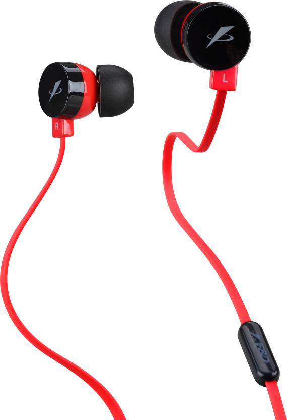 F&D E220 Wired Headset with Mic  (Black & Red, In the Ear)