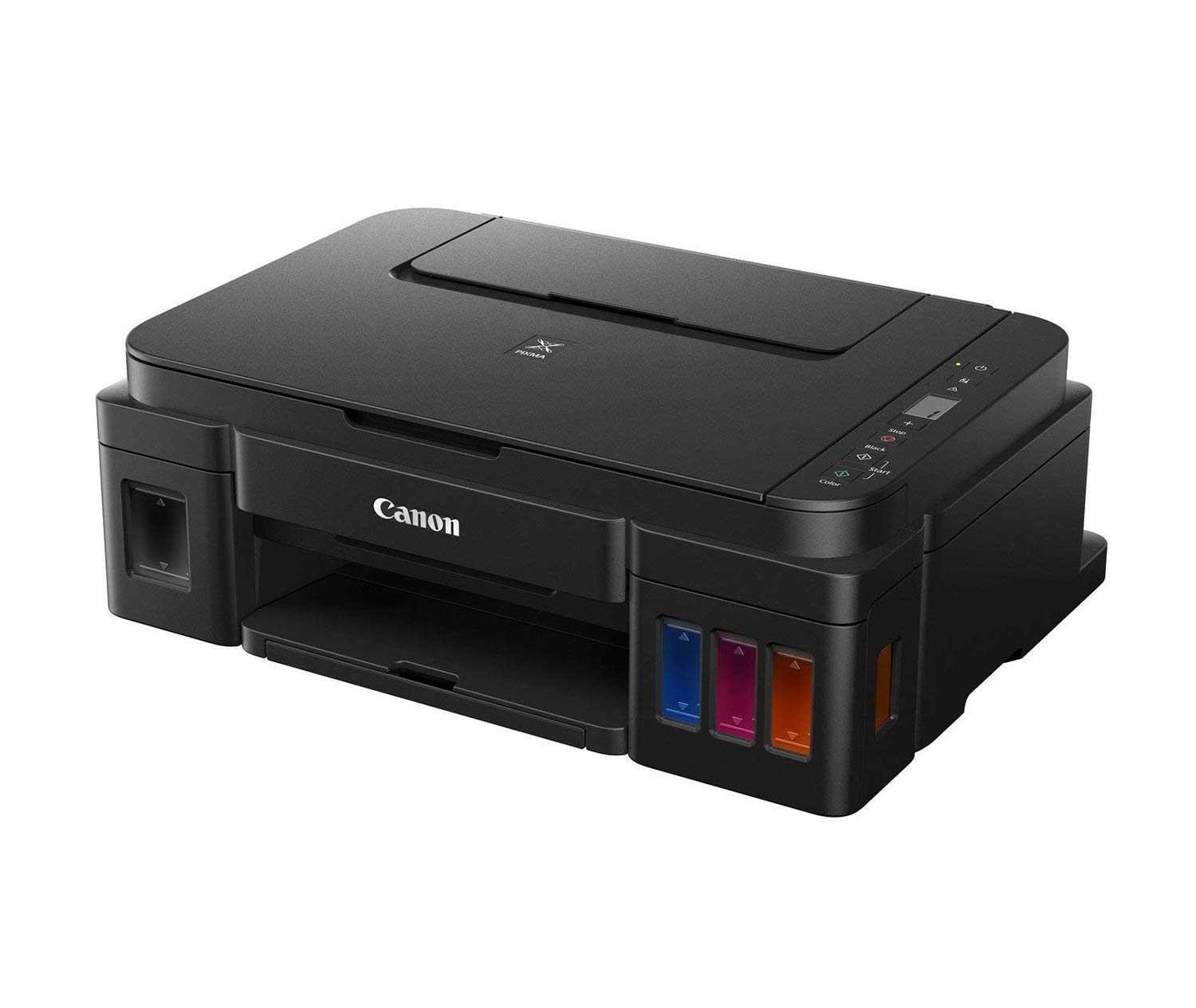 Canon Pixma G2010 All-in-One Ink Tank Colour Printer (Black)/Printer Type - Ink Tank/ Functionality - All-in-One (Print, Scan, Copy)/ Connectivity - USB/Display - LCD (1.2 inch segment mono)