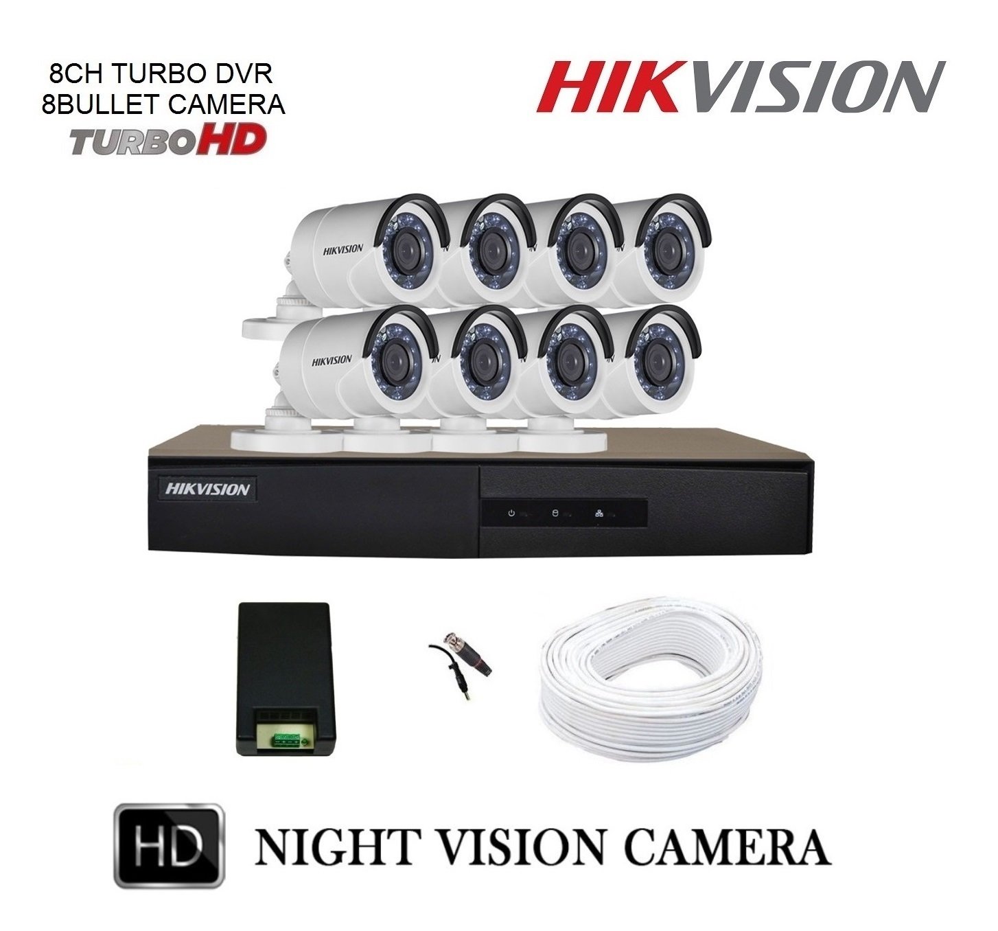 Hikvision Brand New 1 Mega Pixel HD CCTV 8 Camera Kit