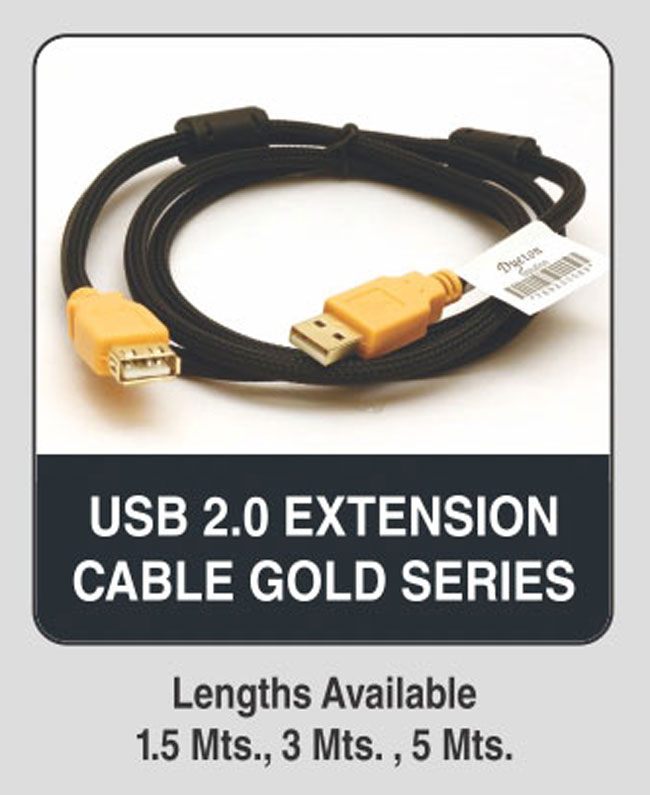 DYETON USB 2.0 Extension cable gold series 1.5Mts